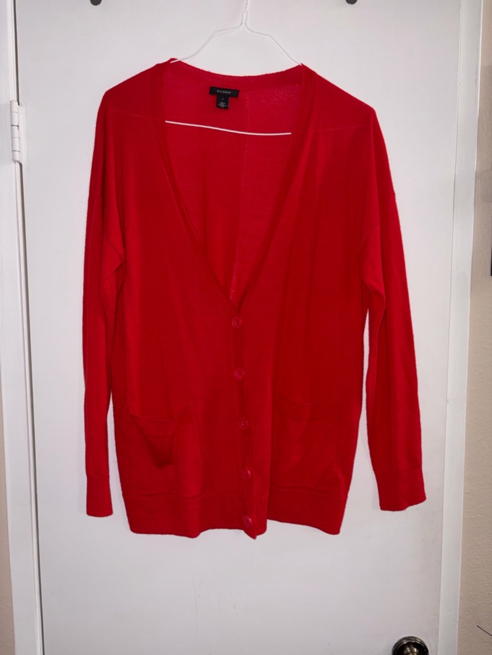 Halogen Red Button Front Cardigan Sweater